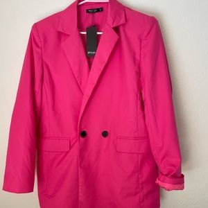 Hot Pink Oversized Blazer, lined, size 4, Nasty Gal, NWT